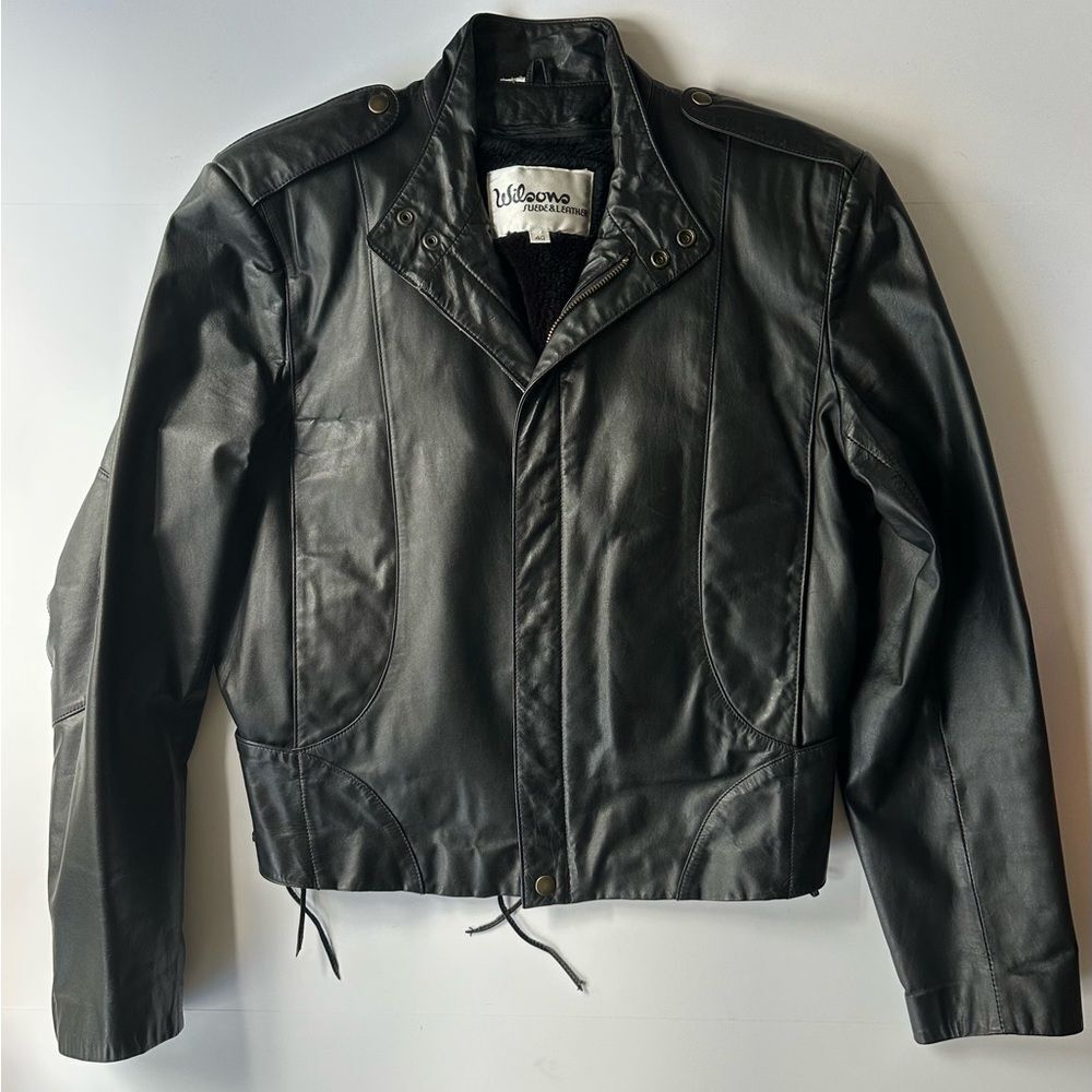 Vintage Wilson’s Leather Cafe Racer Style Motorcycle Jacket in Black Size 40 S/M